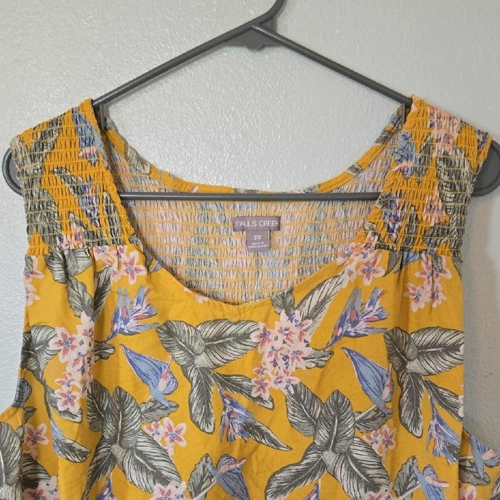Falls Creek | Yellow Tropical Print Tank Size 2X